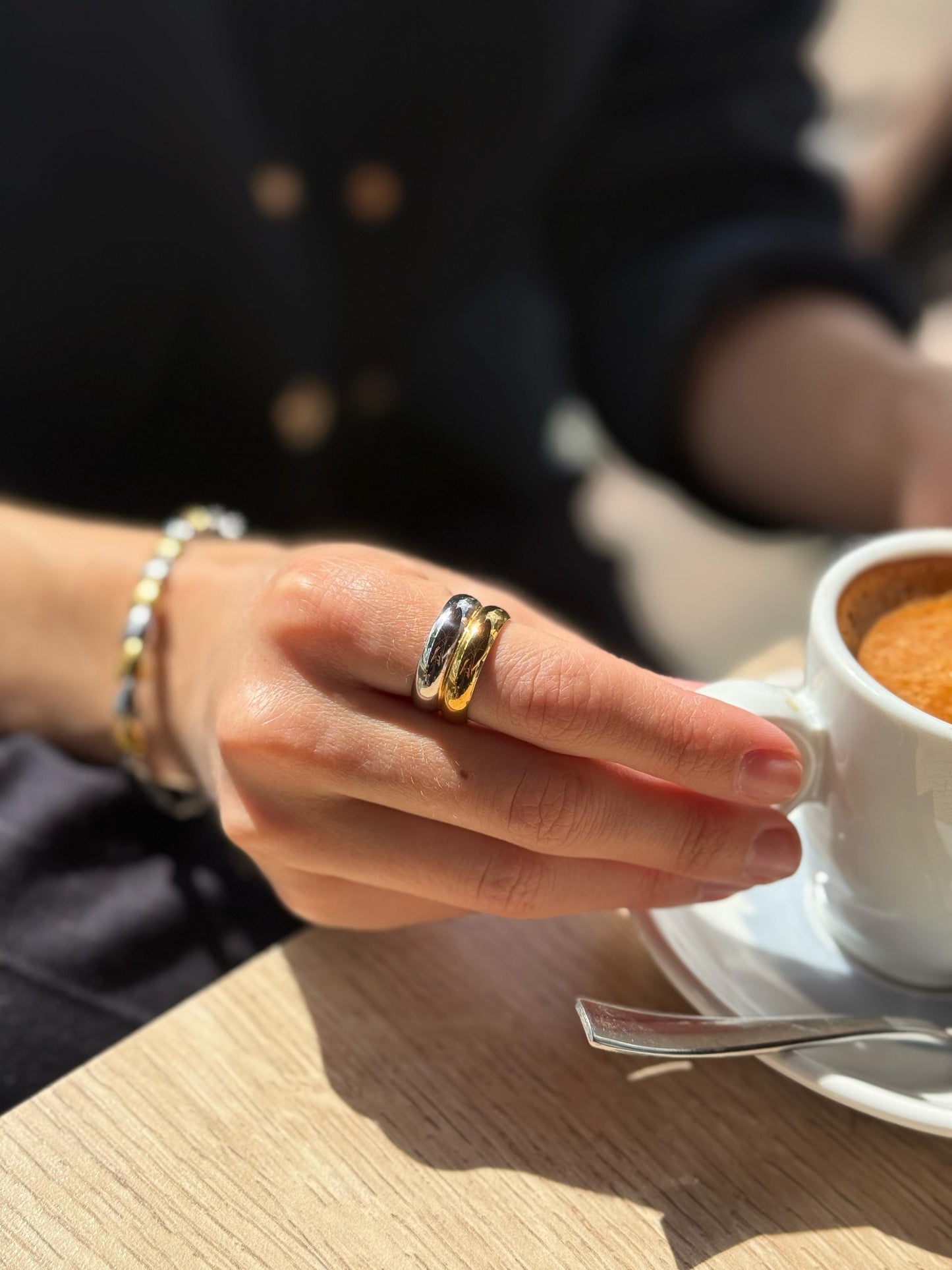 Anillo doble bicolor